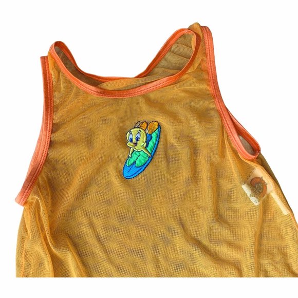 Vintage Neon Orange Mesh Looney Tunes Tank - Picture 3 of 6
